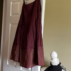Ann Taylor LOFT Burgundy Pleated Full Skirt